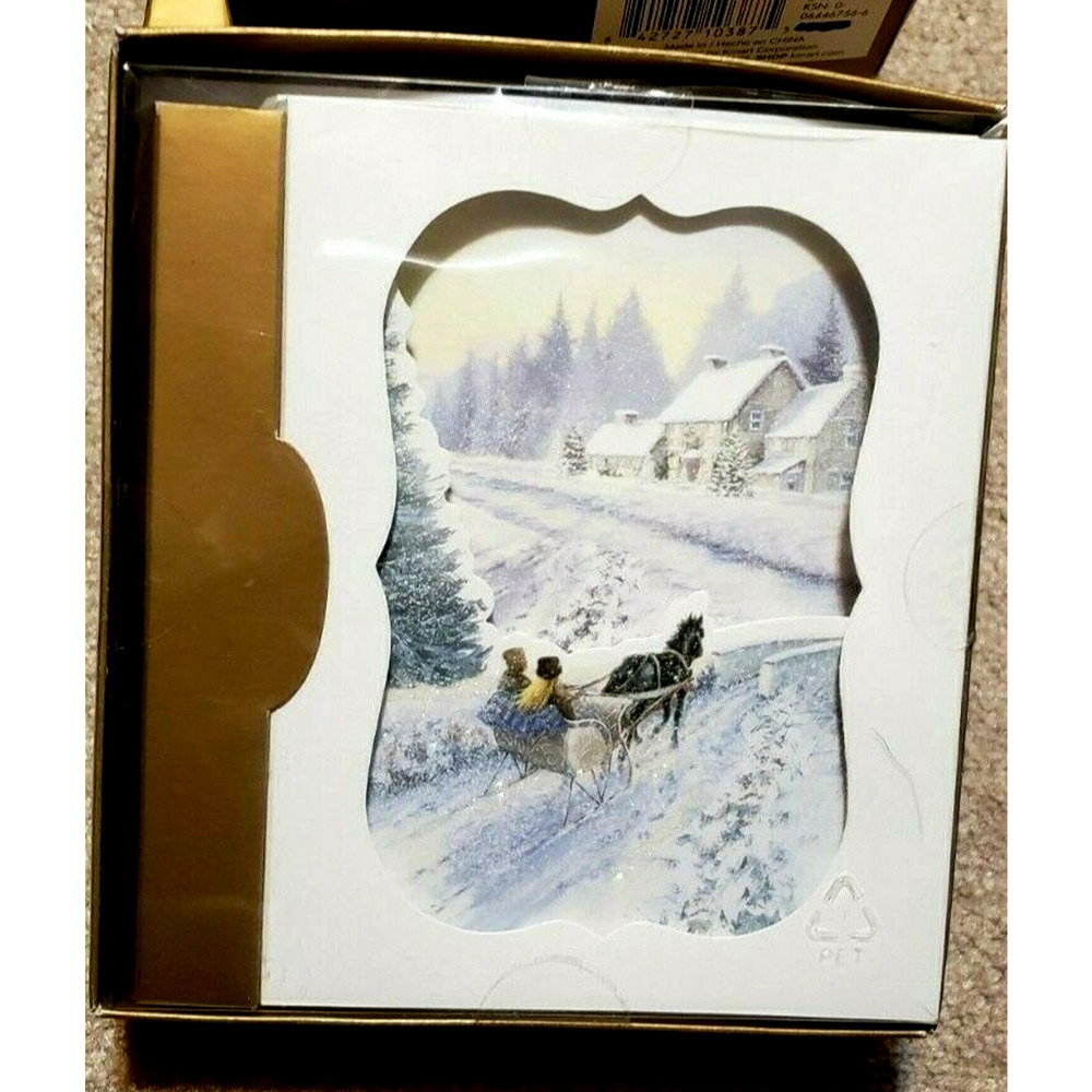 Trim A Home Pop Up Sleigh Ride Holiday Christmas Cards 10 ct With Envelopes New